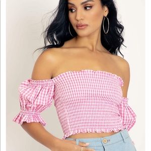 Gingham Pink Spring Fields Top